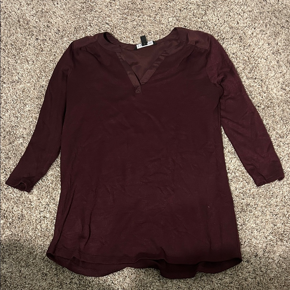 41 Hawthorn Deep Burgundy V-Neck Blouse